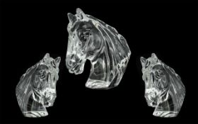 A Waterford Lead Crystal Clear Glass Model of a Rearing Horse, 26cm,