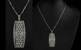 Edwardian Belle Epoque 18ct White Gold Stunning Diamond Set Pendant,