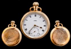 Limit - Swiss Made 15 Jewels Gold Filled Key-less Open Faced Pocket Watch.