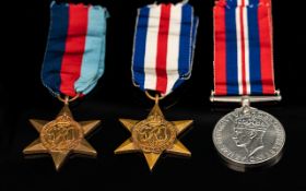 World War II Trio of Military Medals Awarded To H J Sibley. 1. The Atlantic France & Germany Star,