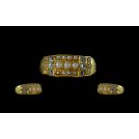 Antique Period Attractive & Superb 18ct Gold Diamond & Seed Pearl Set Ring,