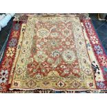 A Persian Woolen Rug, Beige Floral Decoration, 270 x 180cm.