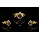 Ladies 22ct Gold Attractive Amethyst and Diamond Set Ring. Marked 22ct to Shank.