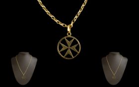 9ct Gold Chain, With 9ct Gold Maltese Cross, gross weight 11.9 grams, both fully hallmarked.