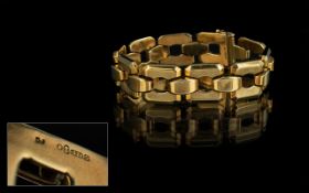 14ct Gold Block Link Designed Bracelet. Marked 585 / 14ct. c.1980's. Weight 31.7 grams. Length 7.