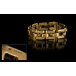 14ct Gold Block Link Designed Bracelet. Marked 585 / 14ct. c.1980's. Weight 31.7 grams. Length 7.