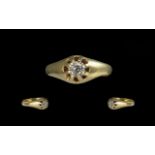 Gentleman's 18ct Gold Gypsy Set Single Stone Diamond Set Ring. Marked 18ct to Shank.