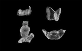 Four Waterford Lead Crystal Clear Glass Figures comprising of a figure of an owl perched on a