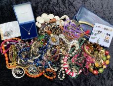 Box of Costume Jewellery including pearls, bangles, beads, bracelets, chains, brooches, pendants,