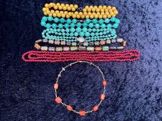 Collection of Vintage Necklaces, including glass, enamel, stone etc.
