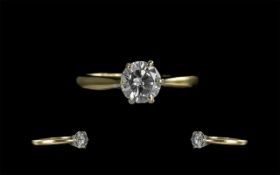 18ct Gold and Platinum Pleasing Single Stone Diamond Set Ring marked 18ct and platinum to shank the