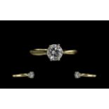 18ct Gold and Platinum Pleasing Single Stone Diamond Set Ring marked 18ct and platinum to shank the