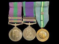 Bar With Three Military Medals General Sercvice Medal With Cyprus & Malaya Clasp Awarded To