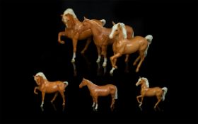 Beswick Fine Trio of Handpainted 'Palomino' colourway Horse Figures.