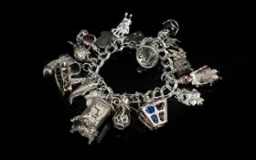 Excellent Vintage Sterling Silver Charm Bracelet - Loaded with Over 20 Charms.