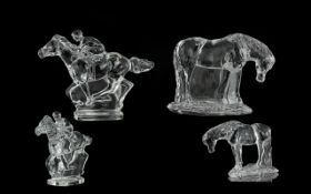 A Waterford Lead Crystal Clear Glass Model of a Jockey on a Galloping Horse,