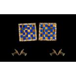 A Fine 9ct Gold Pair of Gents Cufflinks In the Form of a Chess Board.