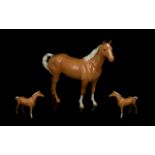 Beswick Handpainted Ceramic Horse Figures 'Swish Tail Horse' Model No. 1182.