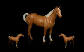 Beswick Handpainted Ceramic Horse Figures 'Swish Tail Horse' Model No. 1182.