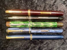 Collection of Vintage Pens, comprising Conway Stewart blue marbled effect with 14k nib,