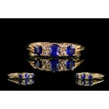 Edwardian Period 1902 - 1910 Attractive 18ct Gold Diamond and Sapphire Set RIng,