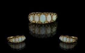 Antique Period Attractive 18ct Gold Five Stone Opal Set Ring,