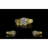 18ct Gold Superb Quality Single Stone Diamond Set Ring gypsy setting marked 18ct to shank The round