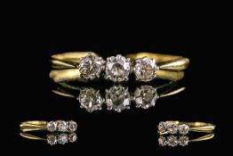 18ct Gold and Platinum 3 Stone Diamond Set Ring, Marked 18ct and Platinum to Shank.