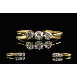 18ct Gold and Platinum 3 Stone Diamond Set Ring, Marked 18ct and Platinum to Shank.