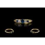 Antique Period Attractive 18ct Gold 5 Stone Sapphire And Diamond Set Ring.