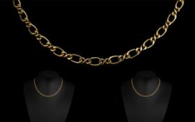9ct Gold Necklace, Figaro Link, fully hallmarked, length 18". Weight 8 grams.