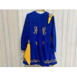 Girl's Irish Dance Costume, blue with gold trim and lining,