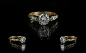 18ct Gold & Platinum Quality Single Stone Diamond Set Ring, marked 18ct to interior of shank.