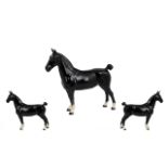 Beswick Handpainted Horse Figure 'Hackney' Black colourway CH - Black Magic Gloss, Model No. 1361.