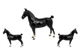 Beswick Handpainted Horse Figure 'Hackney' Black colourway CH - Black Magic Gloss, Model No. 1361.