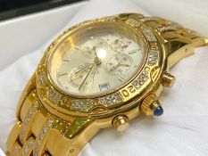 Aston Gerard Gold Plated Watch set with 99 diamonds, boxed With Papers.
