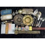 Box of Assorted Vintage Plated Ware, including decorative spoons and servers,