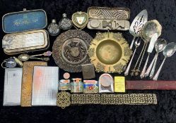 Box of Assorted Vintage Plated Ware, including decorative spoons and servers,