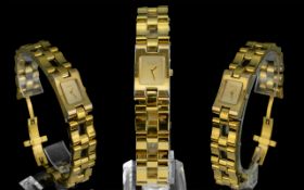Gucci 23051 Ladies Gold on Steel Bangle Style Wrist Watch, Signed Gucci to Dial and Bracelet.