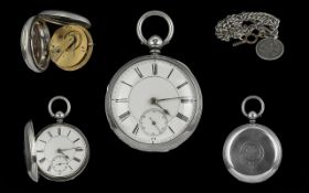 J. Barnett of Manchester Sterling Silver English Lever Open Faced Large Pocket Watch.