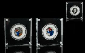 Royal Mint Issue - A Pair of Boxed ' Paddington Bear ' Silver ( Sterling ) Proof Struck 50 Pence