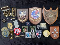 Box Of Military Related Items To Include Plaques, Badges,