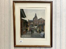 Tom Dodson Limited Edition Coloured Print. Numbered 55/500. Titled ' Market Day '.