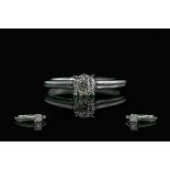 18ct White Gold - Contemporary Diamond Set Dress Ring. Full Hallmark to Interior of Shank.