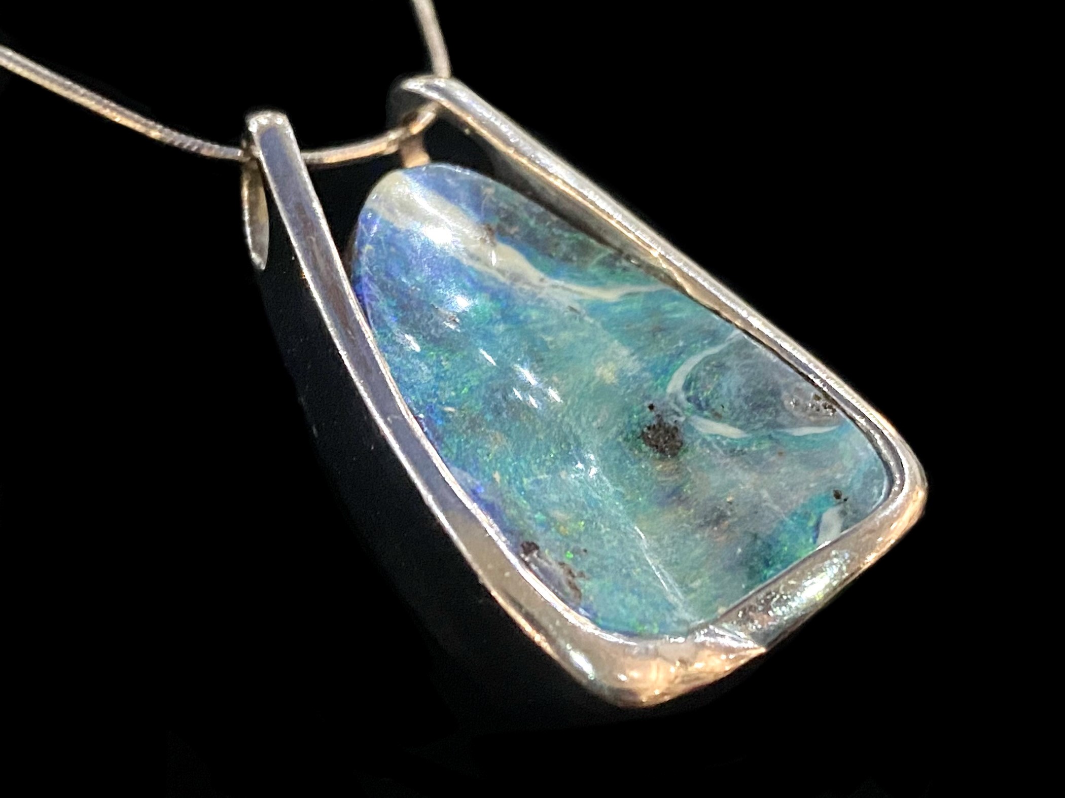 Australian Boulder Opal Necklace, set in a designer Italian silver mount, - Image 2 of 3