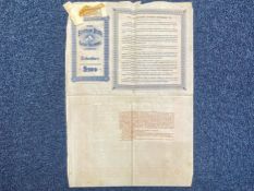 Ephemera: Old Egyptian Delta Light Railways £100 of £280,000 capital debenture certificate.