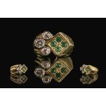 18ct Gold - Superb Emerald and Diamond S