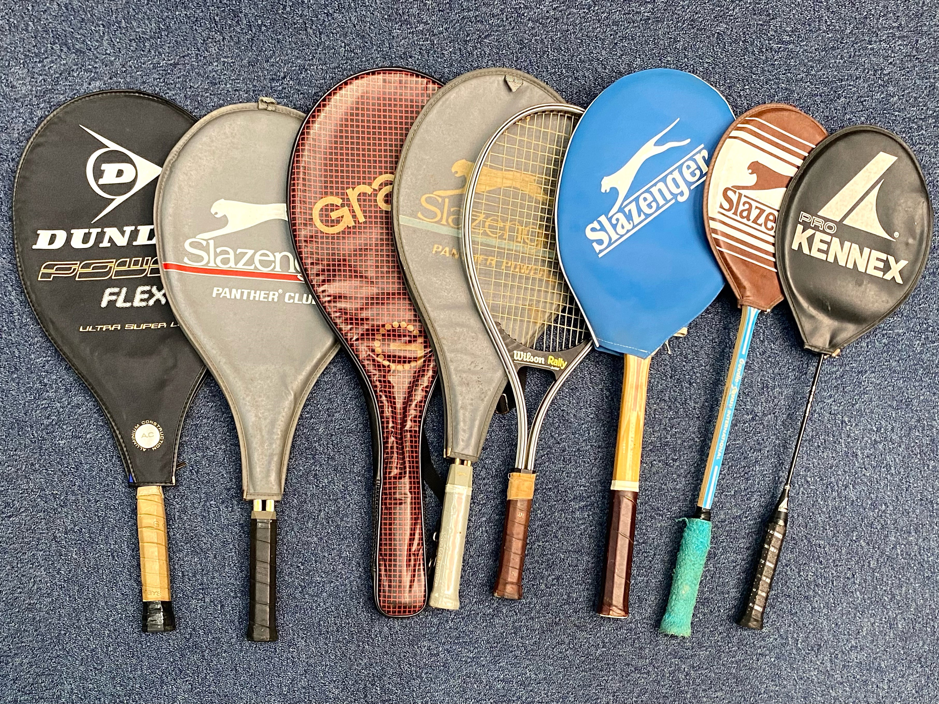 Collection of Seven Vintage Tennis Racqu