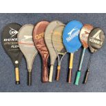 Collection of Seven Vintage Tennis Racqu