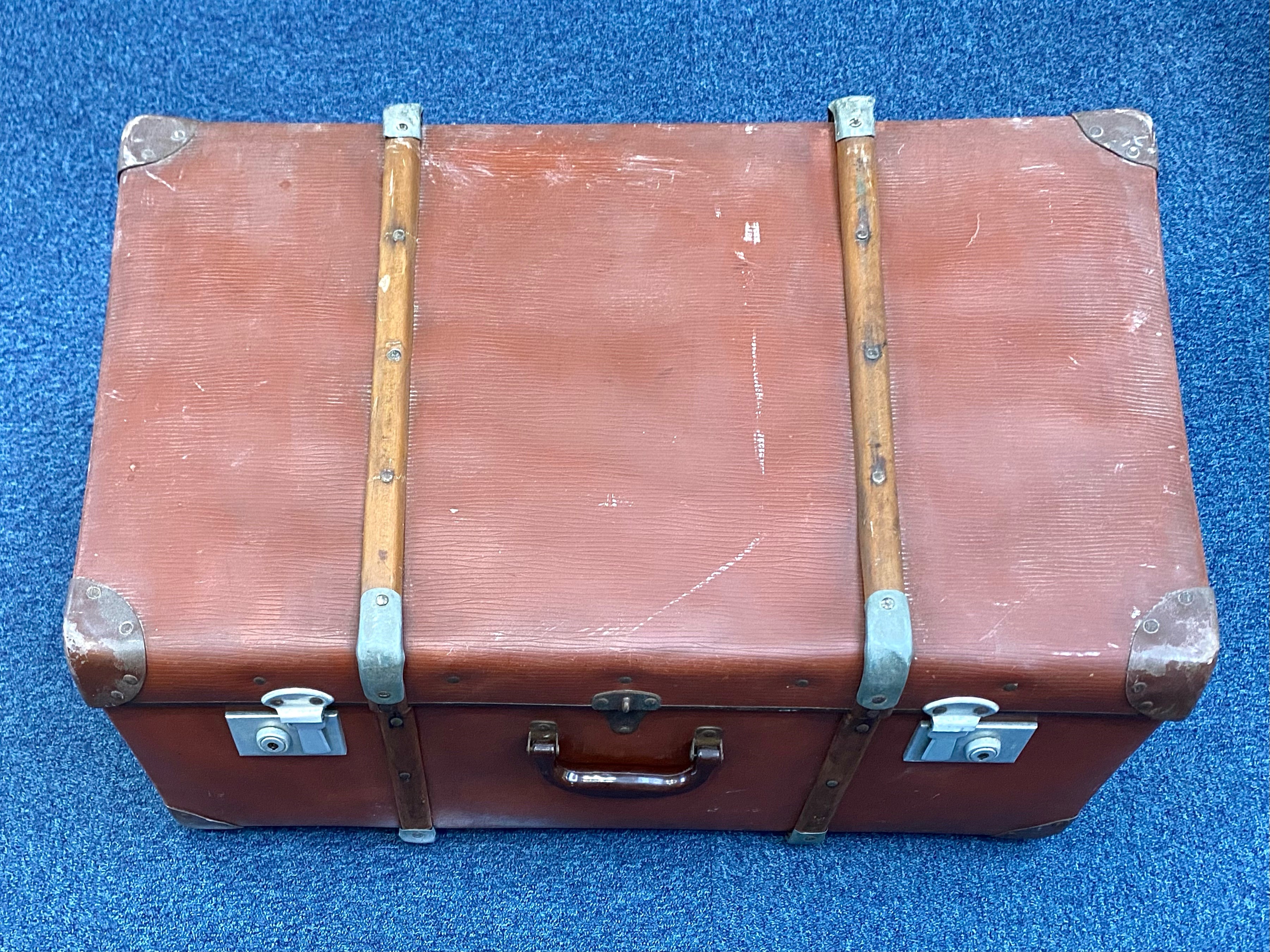 Large Vintage Suitcase, brown with strap - Image 2 of 4